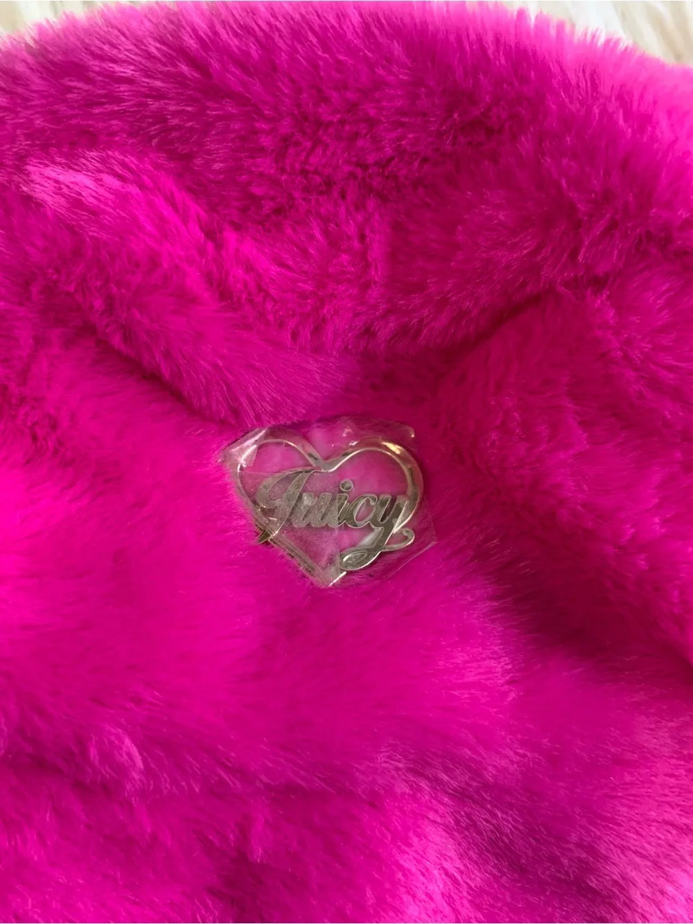 NWT Juicy Couture Faux Fur Bucket Hat Hot Pink Kids Size